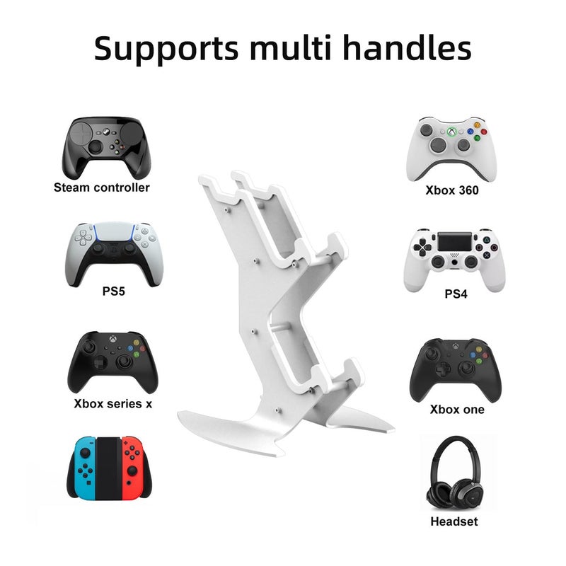 NBCP Controller Holder, Game Controller Headset Stand for Xbox Series X S/Xbox one / PS5 / PS4 / NS/PC/Headset, Aluminum Metal Headset Mount Universal Organizer for Video Game Accessories (White) - Image 3